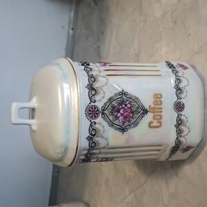 Floral Coffee Canister - White and Pink